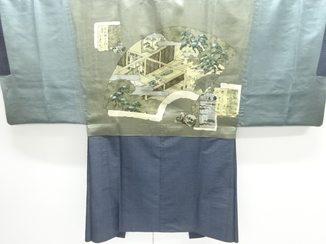 JAPANESE KIMONO / ANTIQUE MENS HAORI / SILK / DORO OSHIMA TSUMUGI / MANSION (lining)
